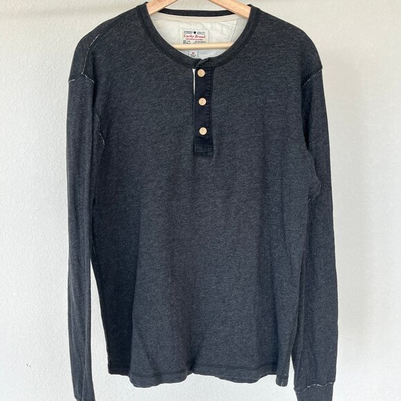 Lucky Brand Henley Long Sleeve Grey Thick Cotton Medium - Picture 5 of 8